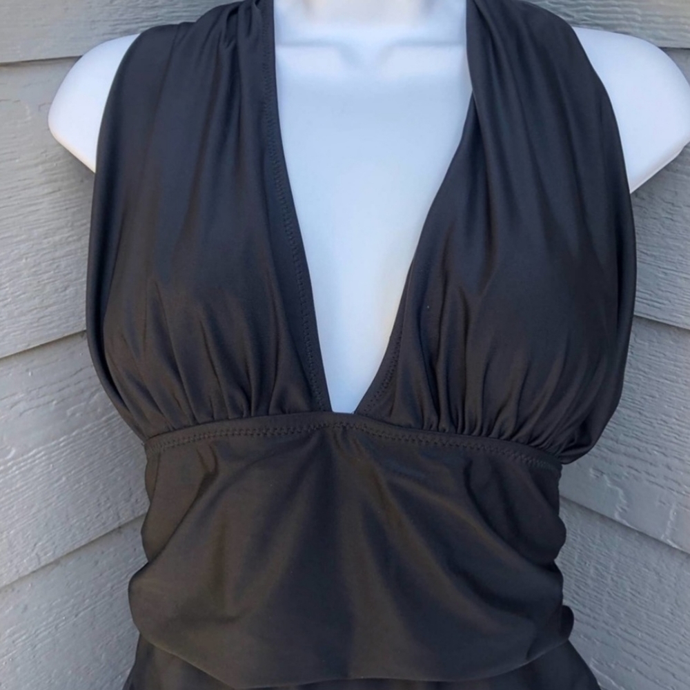 Cupshe black one piece, plunge neck swimsuit